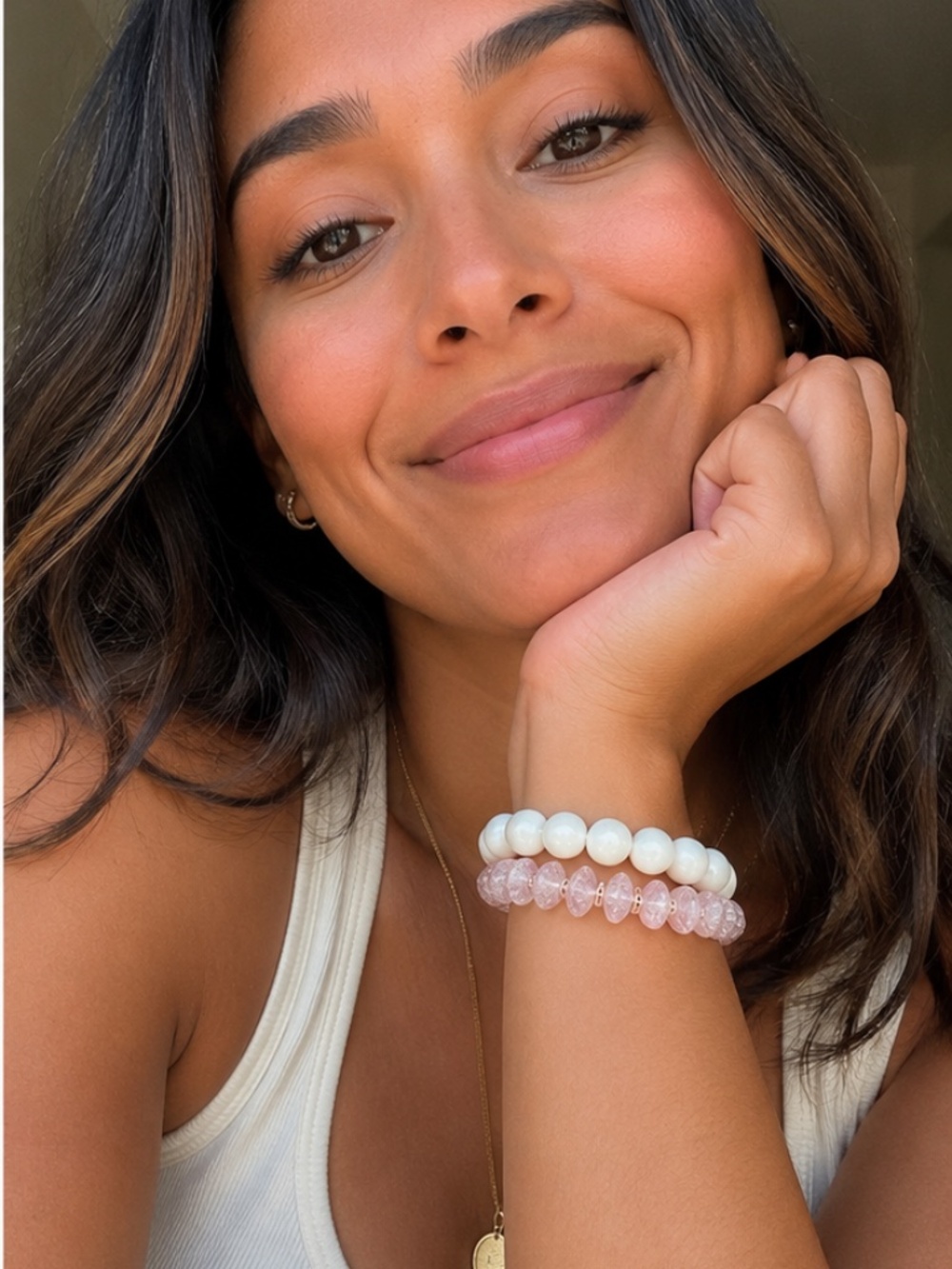 {Handmade} Quartz Beaded Bracelet Set